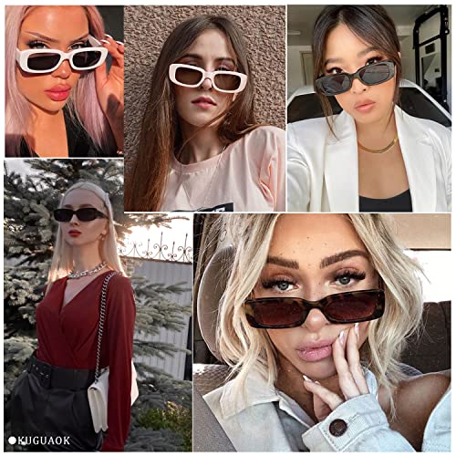 KUGUAOK Retro Rectangle Sunglasses Women and Men Vintage Small Square Sun Glasses UV Protection Glasse - Thumbnail 3
