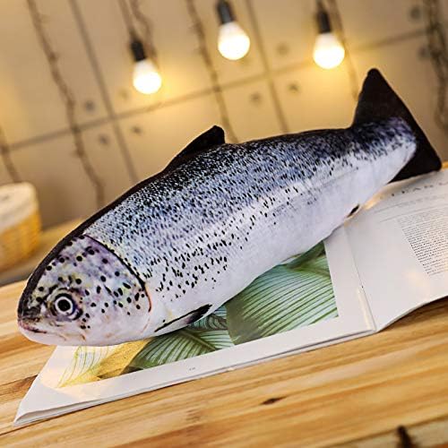 Almohada gigante suave de 31 pulgadas, almohada de felpa de salmón de simulación 3D, almohada de peluche de salmón de pescado para decoración del