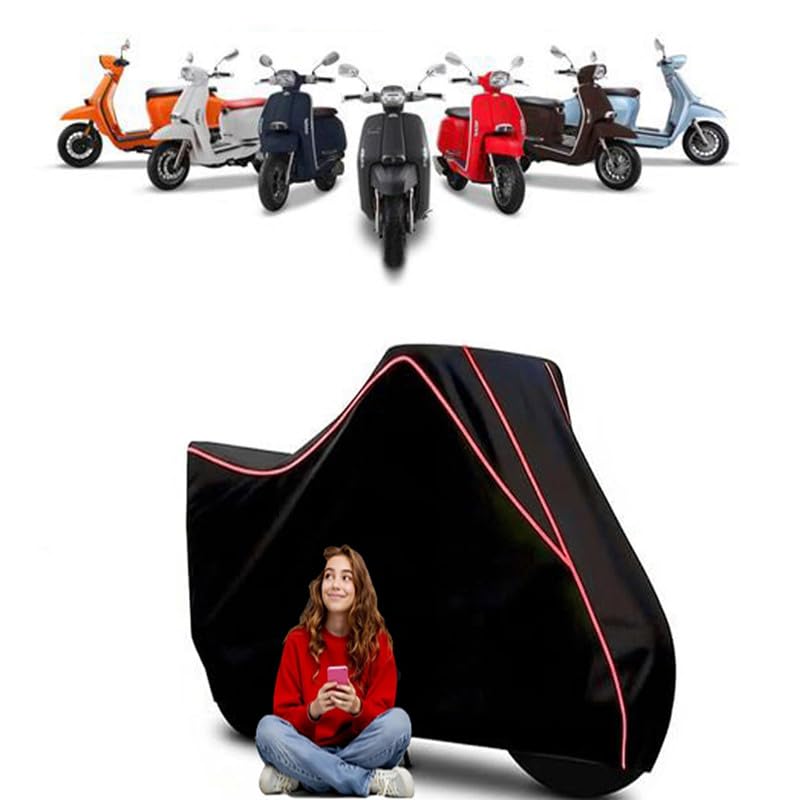 Image of Max Power Scooty Bike Cover Water Resistant Outdoor Use Universal Fit Scooters Motorcycles Heavy Duty UV Protection Dust Rain Scratch Resistant Elastic Bottom Black Blue Piping