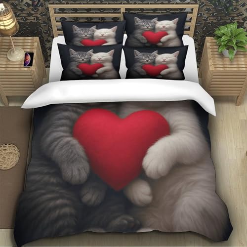 Housse de couette chat microfibre hypoallergique 140x200 finie la corvée de repassage avec zip - 5