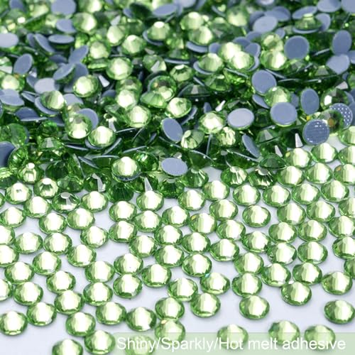 Image of Hotfix Rhinestones Bulk, 14400PCS Light Green Hot Fix Rhinestones for Clothes DIY Decoration Crafts, Light Green, SS16, 3.8-4.0mm