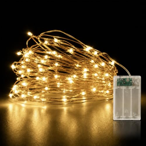HomlyPro LED Fairy Lights 5M 50 LEDs - Warm White Battery Operated String Lights Bendable and Waterproof Copper Wire for Garden Party Wedding Home and Christmas Decorations