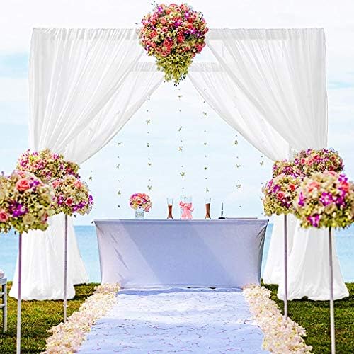 White Chiffon Curtain for Backdrop Sheer Curtains 2 Panels -2.5FTx10FT Chiffon Fabric Drapes 120 Inches Chiffon Wedding Backdrop Curtains For Living Room White Polyester Photography Backdrop Drapes