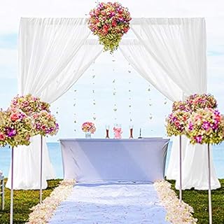 White Chiffon Curtain for Backdrop Sheer Curtains 2 Panels -2.5FTx10FT Chiffon Fabric Drapes 120 Inches Chiffon Wedding Backdrop Curtains For Living Room White Polyester Photography Backdrop Drapes