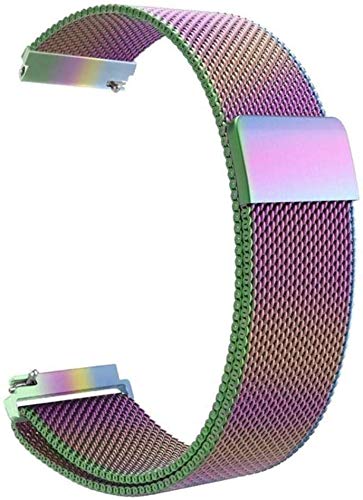 General Watch Band Stainless Steel Magnetic Absorption Loop Metal Mesh Watch Band Quick Release Strap for Women Gen 4 (Colorful, 22mm)