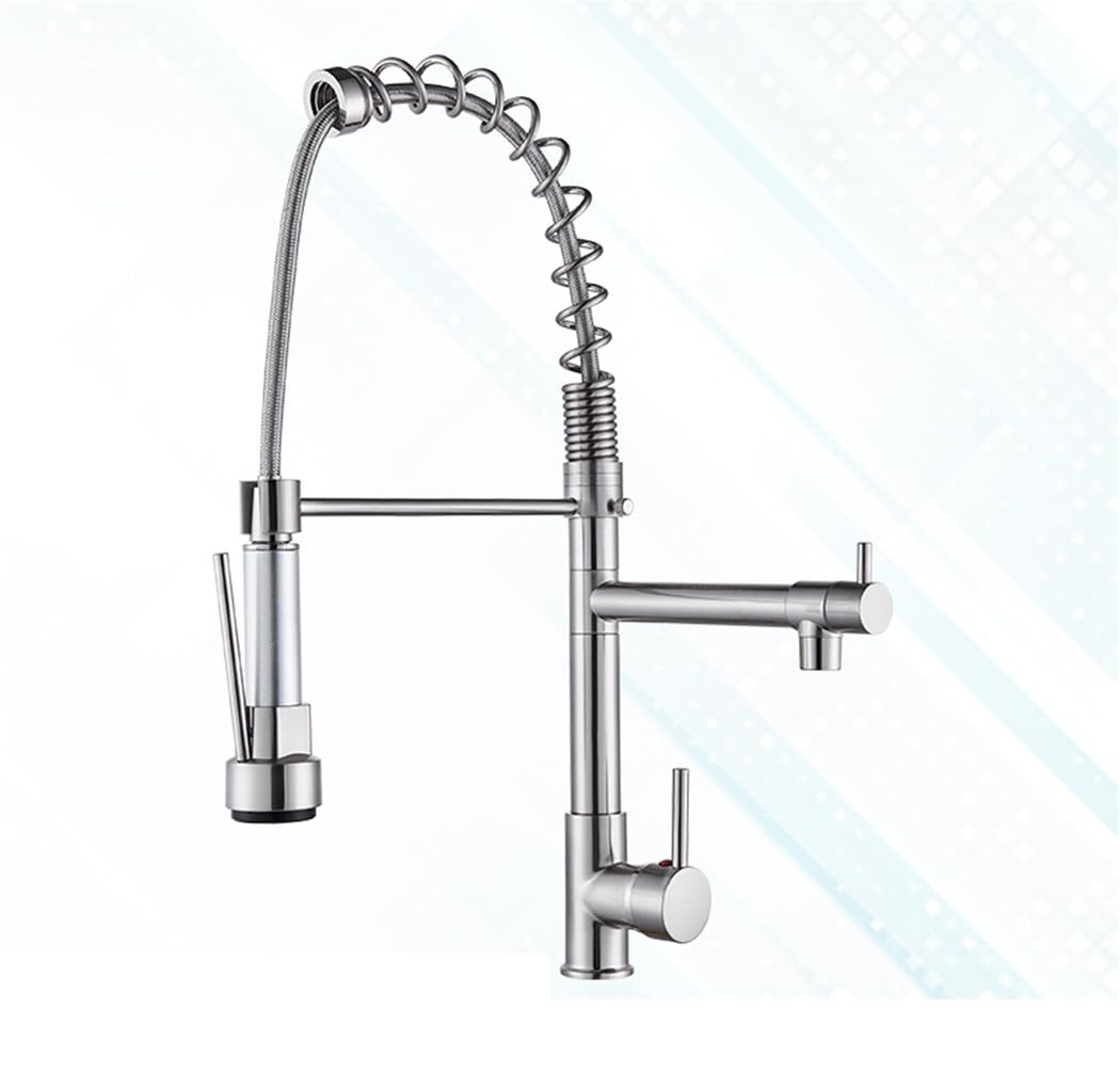 Bateria kuchenna z brązu - jednouchwytowa bateria obrotowa o 360° z wyciąganą głowicą natryskową do ciepłej i zimnej wody - idealna do renowacji zlewu kuchennego i wyposażenia wnętrz