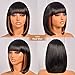 ToyoTress Bob Wig With Bangs - 12 Inch Peek-a-boo Color Short Bob Wig For Black Women Black Mix Brown Daily Costume Wigs, Light Yaki Straight Synthetic Hair Wigs Heat Resistant (12 Inch, SH30-612H)