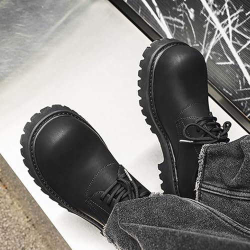 Men's Leather Platform Lace Up Oxfords Classic Wide Round Toe -Comfort Non-Slip Lug Sole Chunky Heel Casual Dress Business Derby Shoes3