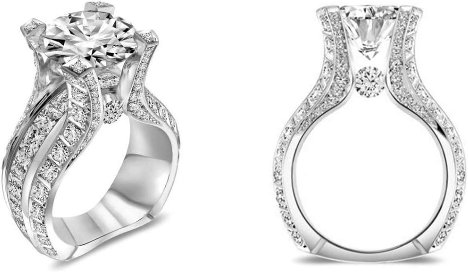 Yuren Fashion Ring,White Topaz Cubic Zirconia CZ Diamond Elegant Eternity Engagement Wedding Band Ring Size 6-10 (Size 8) - Image 2