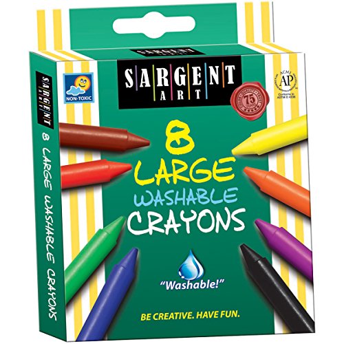 Sargent Art 35-0541 8-Count Large Washable-Crayons/Peggable #TOP1
