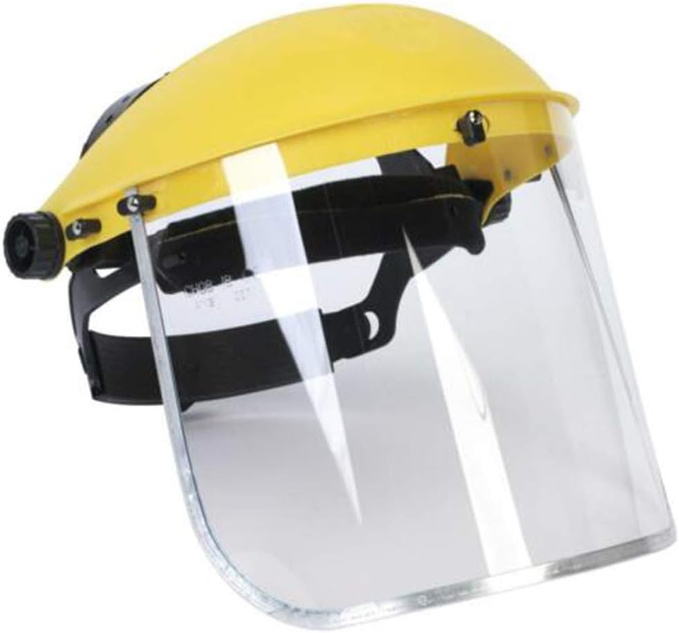 FuTaiKang 1pc Safety Protective Shield Yellow Clear Head-Mounted Face Eye Shield Screen Grinding