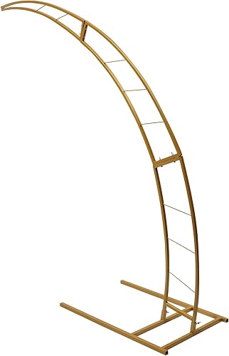Miniatura 6 de Fetcoi Arco de boda dorado de luna creciente de 6.5 pies, diseño curvado de metal, soporte de telón de fondo para fotografía, marco de globo de