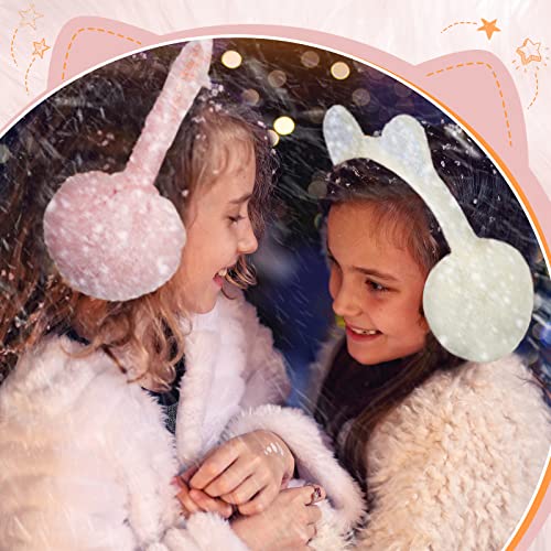 Henoyso 2 Pcs Cute Animal Earmuffs Winter Kids Earmuff Warm Fluffy Cat Ear Earmuffs For Girls Boys Kids Children Outdoor #TOP5