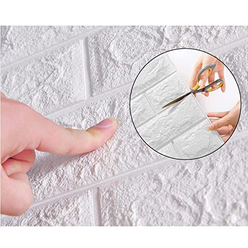 ybaymy 10 Stück 3D Tapete Wandpaneele Selbstklebend Wasserdichter PE-Schaum Steinoptik Ziegel Tapete Moderne Wasserdicht Wandaufkleber 77 x 70cm für Wohnzimmer, Schlafzimmer,Badezimmer Decor