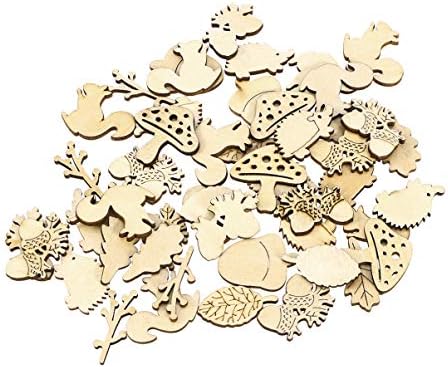 Artibetter Wooden Embellishments, Animals and Plants Shaped Wooden Cutouts Wood Ornament for Crafts Projects, Home/Party Decorations