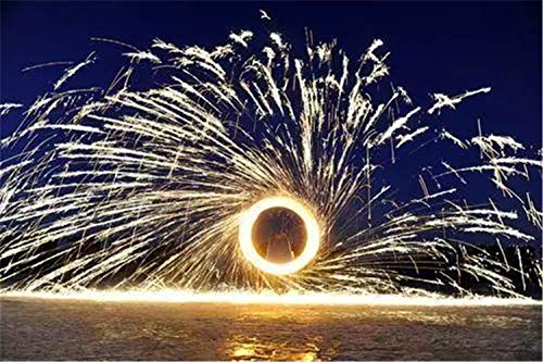 Steel Wool Firework,Fire Wire Easy Steel Wool Sparklers Flame Cast Iron Flowers Bonfire Show Props (5ROLL of Steel Wool Firework + 1 Chain + 1 Clip)