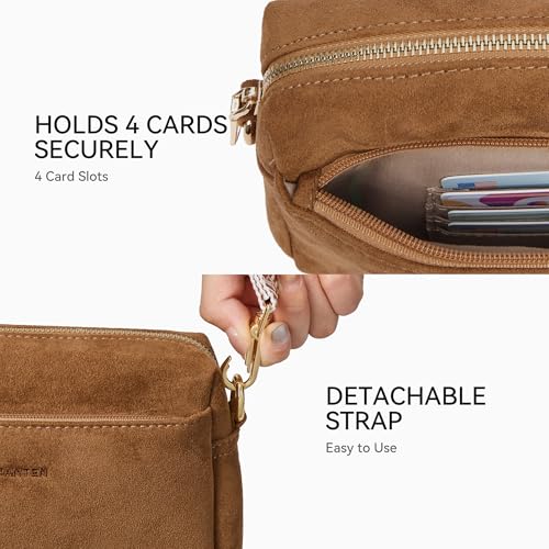 Image of BOSTANTEN Small Crossbody Purse for Women Triple Zip Cell Phone Leather Handbag with Colored Shoulder Strap