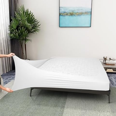 Alyvia Spring Box Spring Cover Full Size - Jersey Knit & Stretchy Wrap Around 4 Sides Bed Skirt for Hotel & Home - Full/Full XL, White Cover
