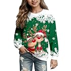 Jersey de Navidad para niña, Jersey Navideño Niña, Sudadera de Navidad con Cuello Redondo, Camiseta con Estampado Festivo navideño, Sudadera de Manga Larga, suéter de Navidad, Disfraz Festivo