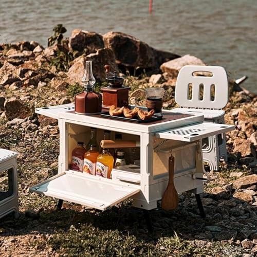 Folding Camping Storage Box with Wooden Table Board