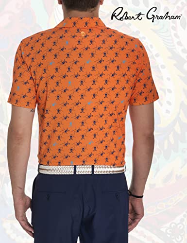 Robert Graham Men's Stinger Short-Sleeve Knit Polo, Orange, X-Large #TOP3