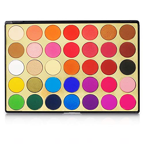 Eyeshadow Palette, 35 Colors Pro Eyeshadow Golden Palette 27 Matte and 8 Shimmer Blendable Long Lasting Creamy Powder Bright Colors Neutral Pigment Shadow Cosmetics Set #35SP