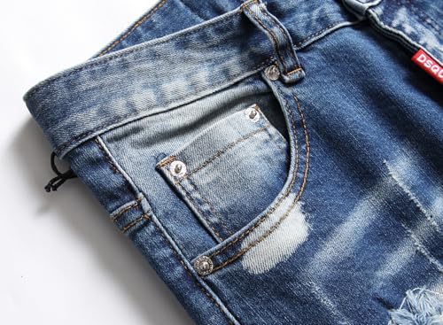 Mens Jeans Retro Light Blue Plain Washed Elastic Slim Fit Buttons Jeans Trousers Men Vintage Casual Denim Pants3