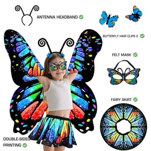 Disfraz Combinado Alas de Mariposa con Falda para Niñas miniatura 6