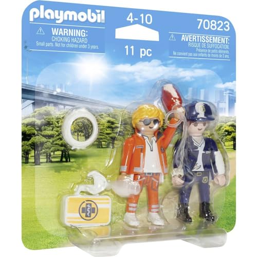 Playmobil 70823 Duo Secouriste et policière - City Action- L'Hôpital- Deux Personnages Petit Prix