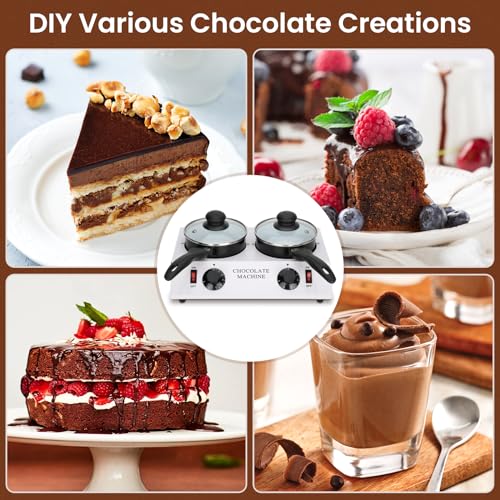 Dual Chocolate Melting Pots with Independent Temperature Controls Chocolate Tempering Machine with Removable Pots for Fast, Precise Melting and Heating of Chocolate, Candy, Butter, Cheese - Thumbnail 6