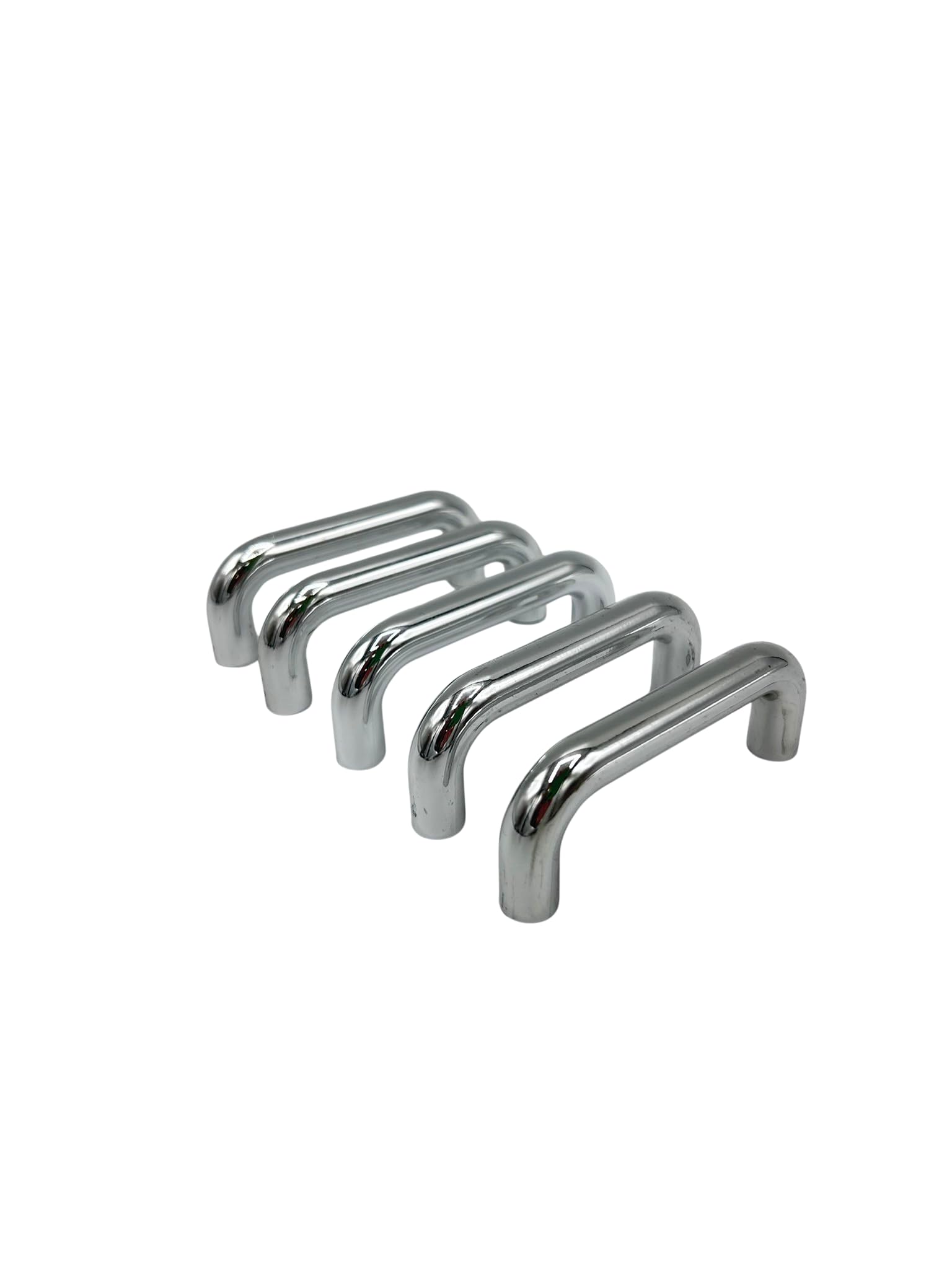 KLAMA Pack of 5 Plastic Furniture Handles for Cupboards, Drawers and Doors (Hole Spacing 64 mm, Chrome)