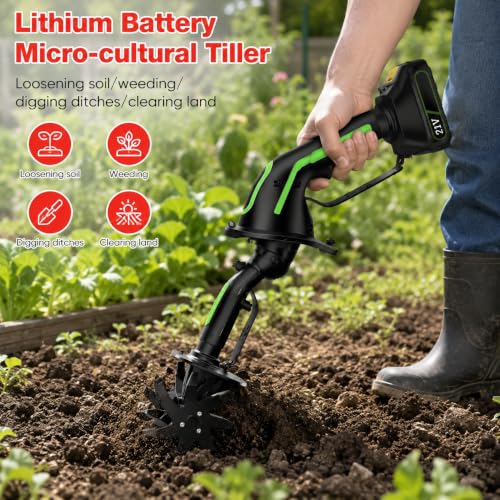 Cultivador de cultivador inalámbrico de 21 V con poste de 1,3 m para labranza sin esfuerzo 3