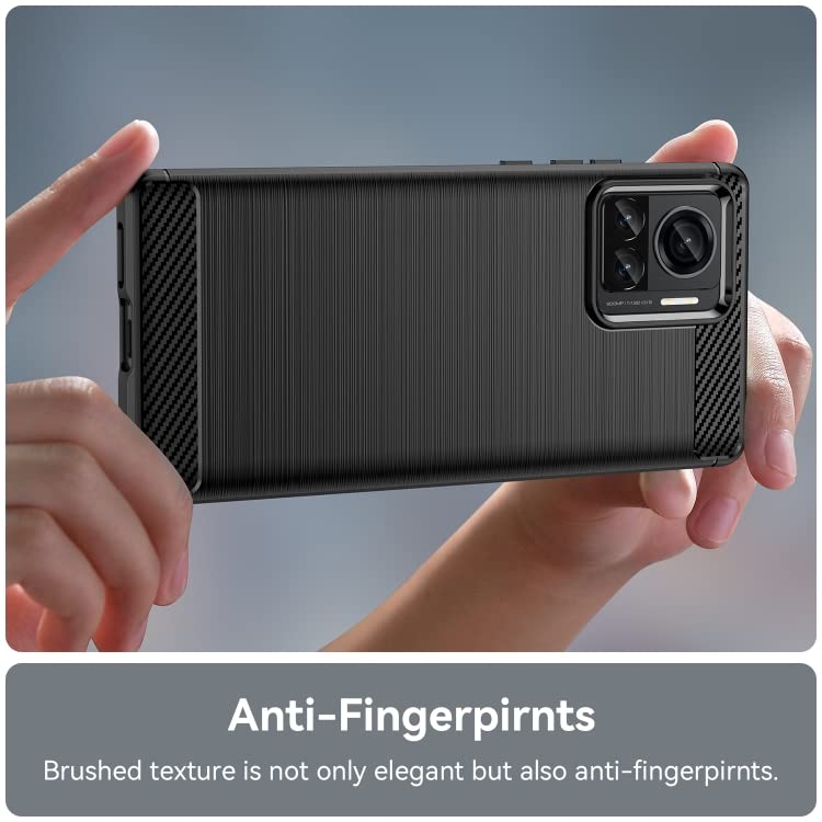 Image of NPRC Hybrid Ultra Slim Protective Case TPU Non-Slip Carbon Fiber Texture Shockproof Case Cover for Moto Edge 30 Ultra - Black