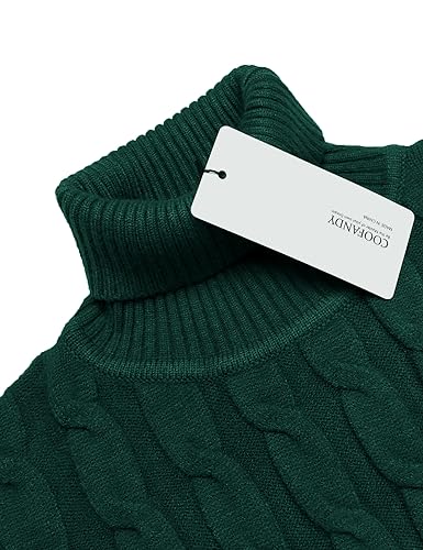 Image of COOFANDY Men's Slim Fit Turtleneck Sweater Casual Twisted Knitted Pullover