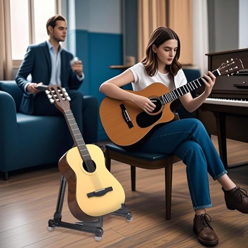 Petit stand de guitare compact au sol pour éviter les rayures à la maison