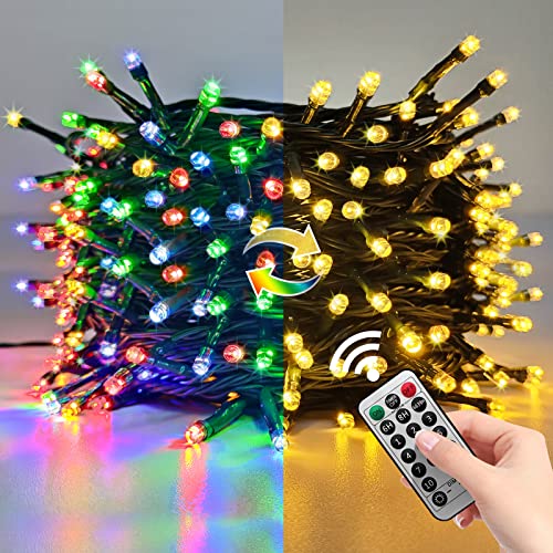 Voolex Luces Navidad Exterior 40M 400 LED, Cadena de Luces de Hadas, Blanco Cálido y Multicolor Regulable 11 Modos Luces de Navidad con Control Remoto Árbol Decoración Jardín Fiesta Cover
