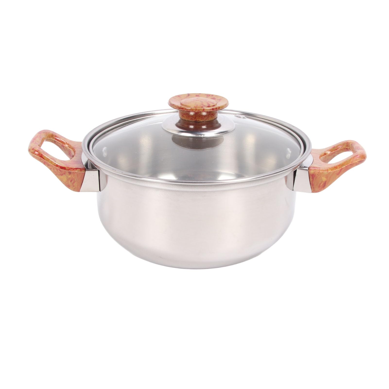 KIMISS Juego de Ollas y Sartenes Multifuncionales, Modelo Veteado de Madera, Acero Inoxidable, Vidrio, Plástico Fenólico con Ergonómico, Juego de Utensilios de Cocina para Sopa - de Utensilios de
