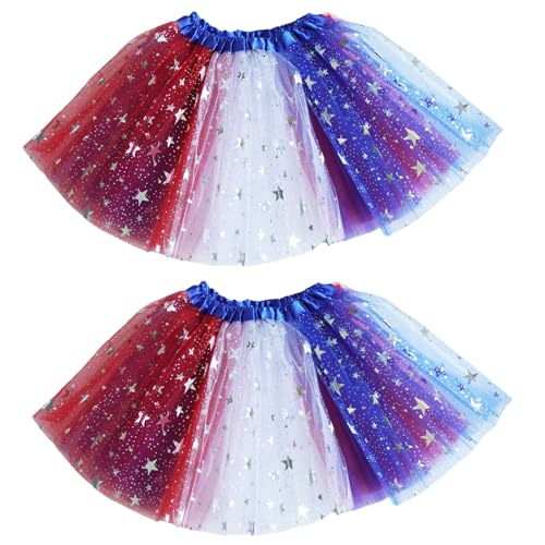 DMLBC USA Women Star Tutu 4th of July Red White and Blue Tutu for Adult Independence Day Costume (2, Large)