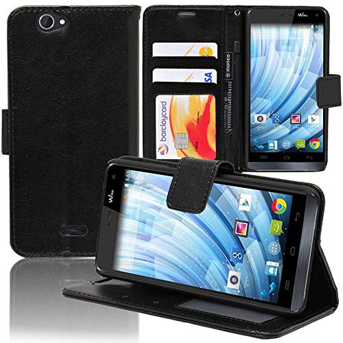 annaPrime Etui Coque Housse pour Wiko Getaway, Etui Portefeuille Support Video Cuir PU Couleur Noir