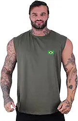 Regata Machão Longline Masculina MXD Conceito Sem Manga Camisa 10 Brasil Bandeira Treino Academia Musculação
