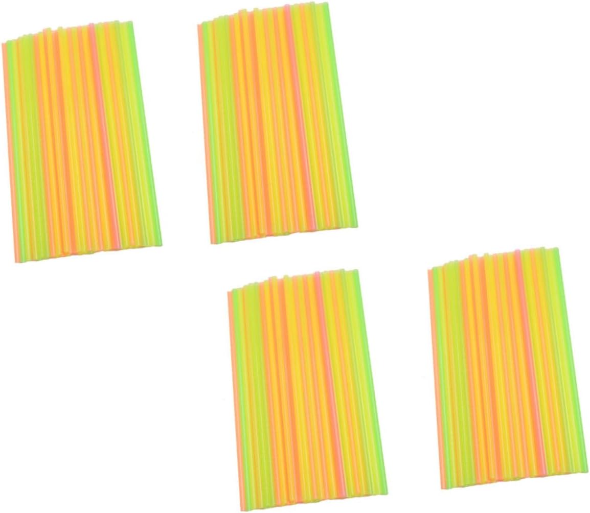 300pcs Glow-in-the-dark Disposable Drink Straws 25cm Colorful Plastic Party Beverage Straws for Cocktails and Cold Drinks