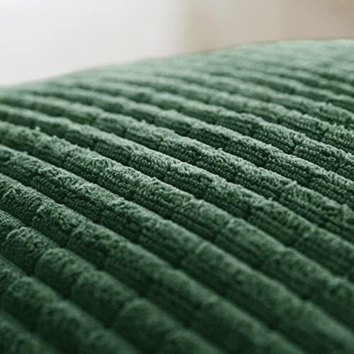 Deconovo Set of 2 Home Decorative Corduroy Green Cushion Covers 45cm x 45cm, 18x18 Inches Grid Solid Cushion Covers, Square Throw Pillow Cases for Sofas Seats(Dark Green, 2 Pieces)