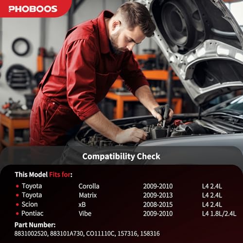Image of PHOBOOS A /C Compressor with Clutch Compatible with Toyota Corolla 2009-2010 2.4L, Matrix 2009-2013 2.4L & Scion xB 2008-2015 2.4L & Pontiac Vibe 2009-2010, Fast Cooling, Ref. CO-11110C, 158316