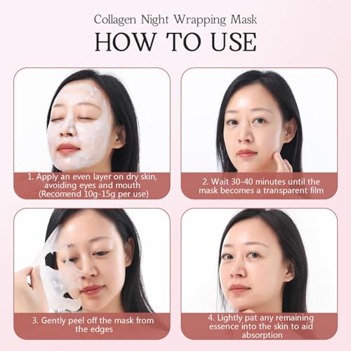 Image of KLIFFOO Collagen Night Wrapping Peel Off Facial Mask- 75ml Elasticity & Hydration Care, Reduces Sagging & Dullness, Korean Glass Skin Collagen Face Mask for Glowing Skin, Pore Lifting & Minimizing