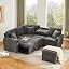 Grey| Pull|out Sofa With Ottoman