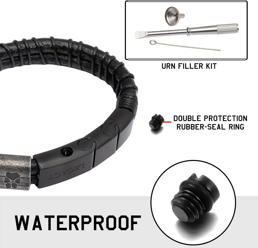 Hero Company Leather Bracelet for Men - ‘Loyal Friend Morse Code’ Dog Memorial Urn Bracelet - Helps Pair Veterans with a Service or Shelter Dog