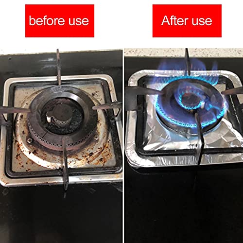 Waytiffer Gas Burner Liners (100 Pack) 8.5" Disposable Aluminum Foil Square Stove Burner Covers - Gas Range Protector Foil Liners to Catch Oil, Grease and Food Spills by Waytiffer - Image 6