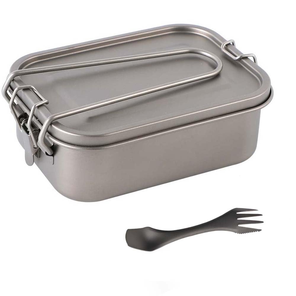 Quadratische Lunchbox, reines Titan, versiegelte Bento-Box, geeignet für Zuhause oder Camping im Freien (eine Farbe 1, 800 ml)