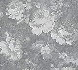 A.S. Création Vliestapete Secret Garden Tapete mit romantischen Rosen floral 10,05 m x 0,53 m grau Made in Germany 336041 33604-1
