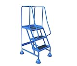 The Ramp People Warehouse Ladder - Mobile With Platform & Handrails - Steel Step Ladder on Wheels (3 Treads (825mm Platform Height))